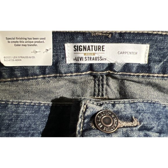 New Signature by Levi Strauss Gold Carpenter Jeans 100% Cotton Workwear 44x30 - Picture 3 of 7